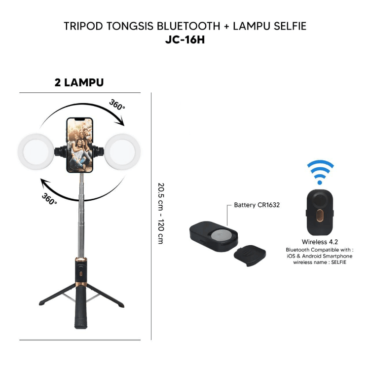 JC Series - Wireless Bluetooth Selfie Stick - EmiraShop